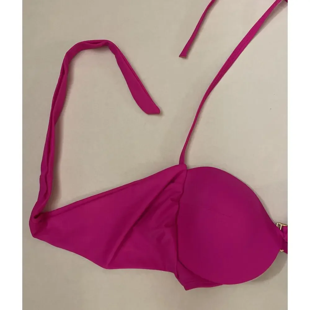 Victoria's Secret Women's Size 32DD Solid Pink Wrap Tie Around Bikini Top - EUC